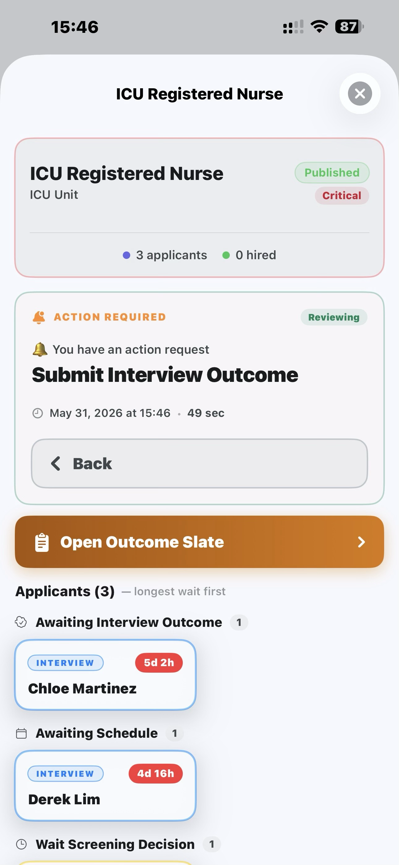 Hiring Manager mobile